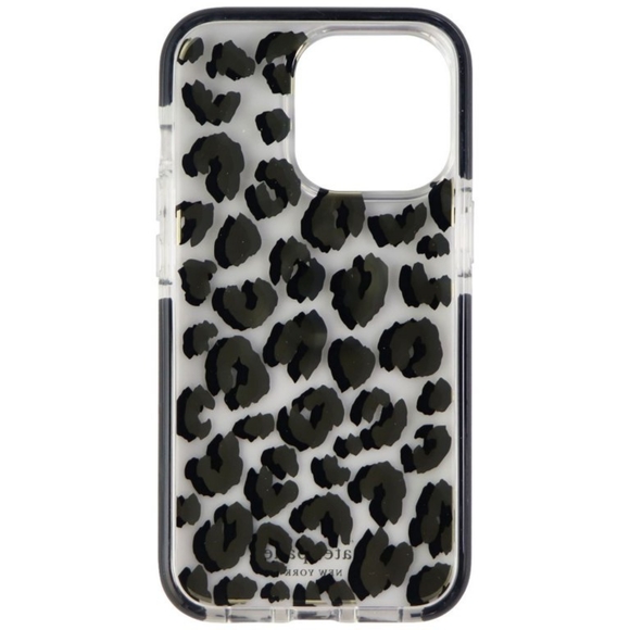 Kate Spade Defensive Hardshell Case for iPhone 13/14- City Leopard Black/Clear - Picture 2 of 7